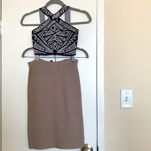 BCBGMAXAZRIA Bandage Halter (XXS) & Skirt (M)
